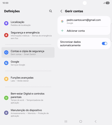 Prima Adicionar conta.
