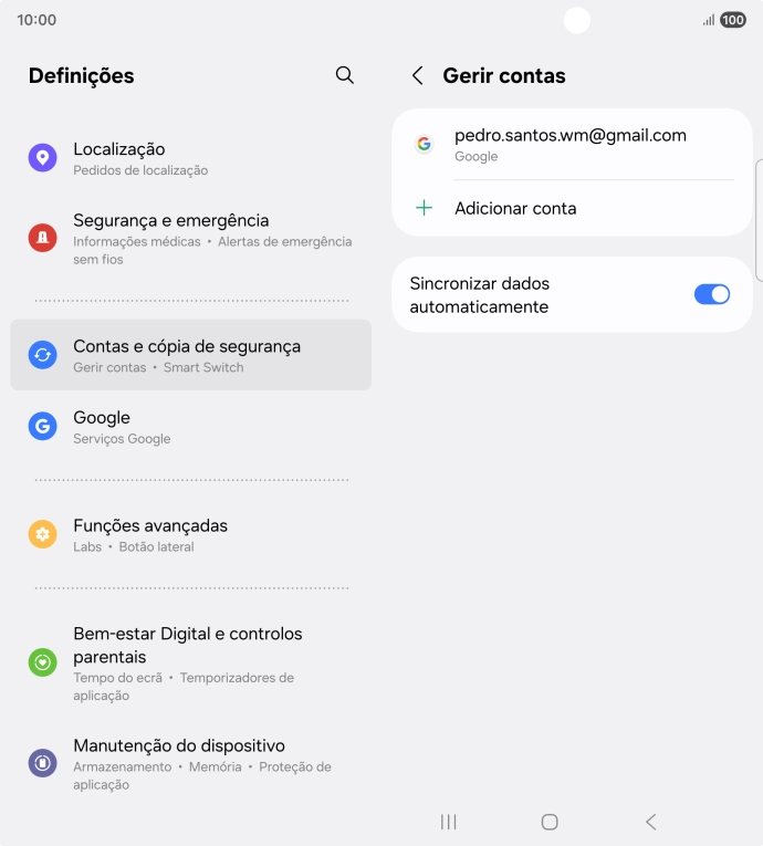 Prima Adicionar conta.