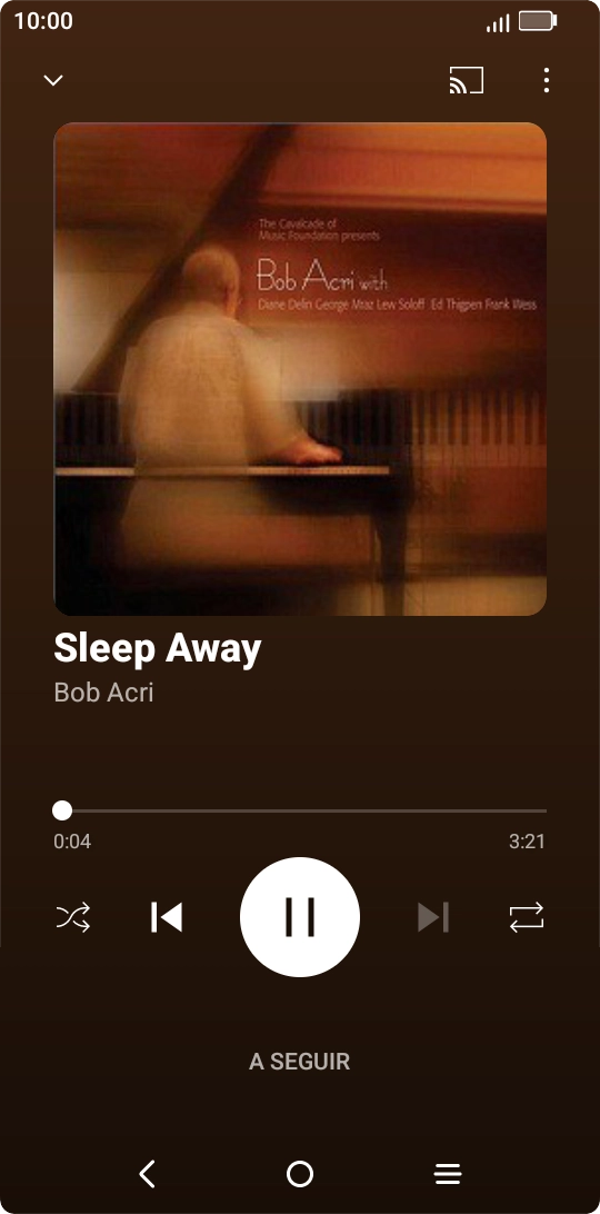 Prima a seta para a direita para ir para o ficheiro de música seguinte.