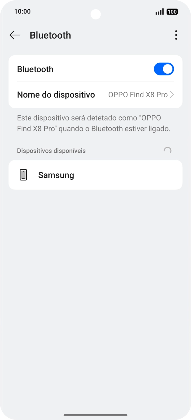 Prima o dispositivo Bluetooth pretendido e siga as indicações no ecrã para emparelhar o dispositivo pretendido com o telefone.