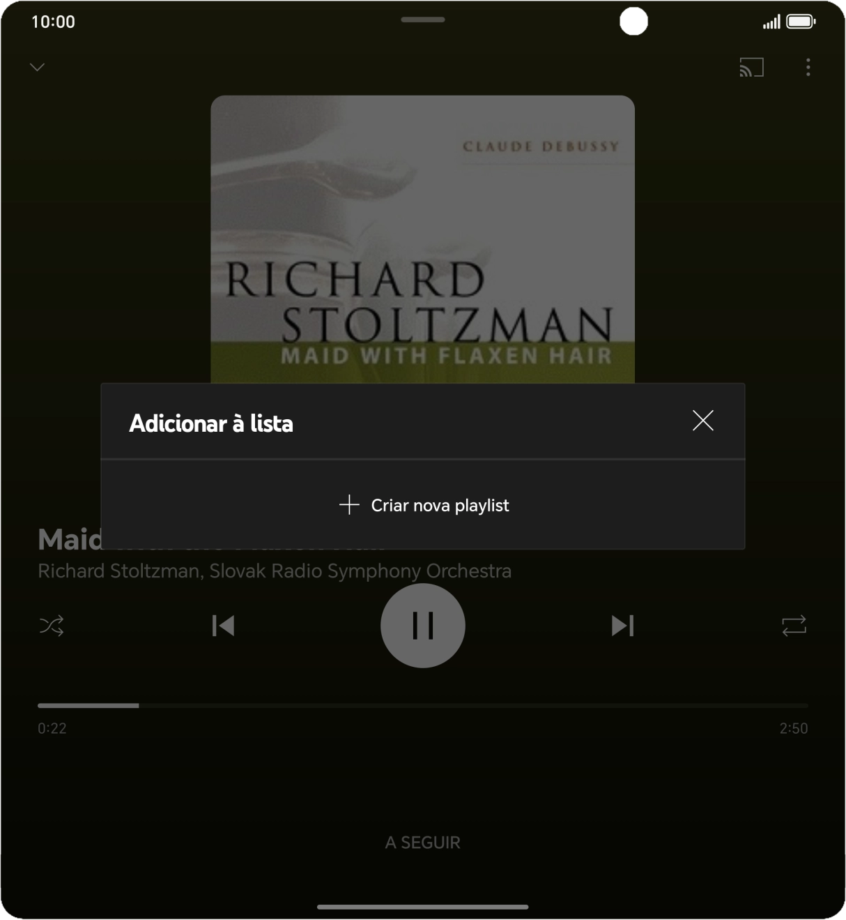 Prima Criar nova playlist.