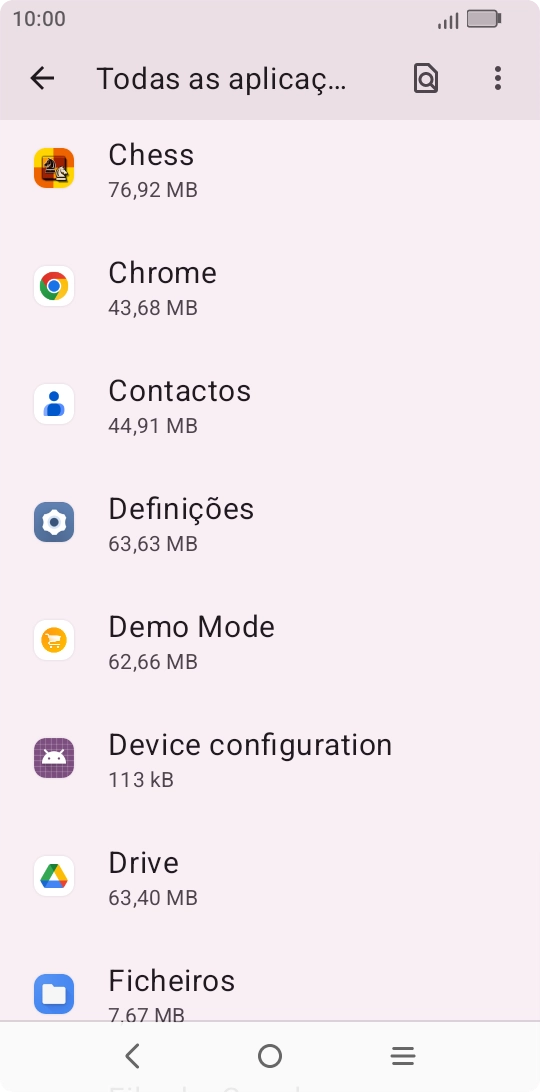 Prima a app pretendida.