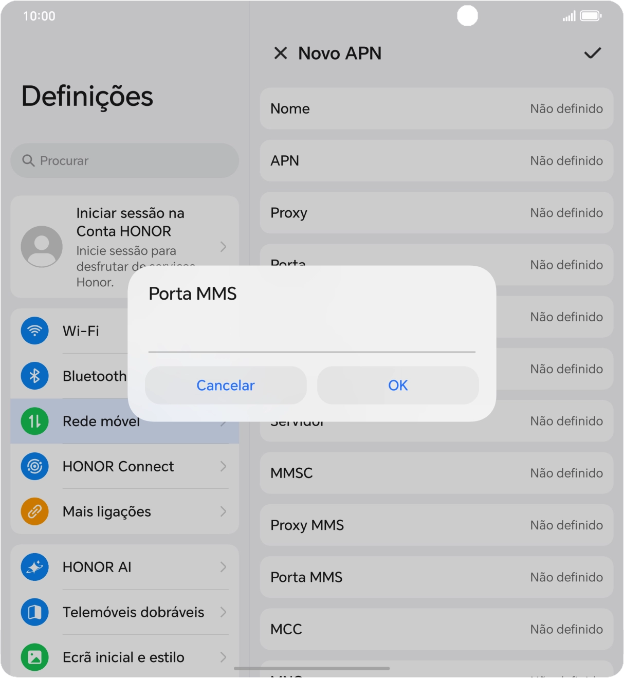 Introduza 80 e prima OK.