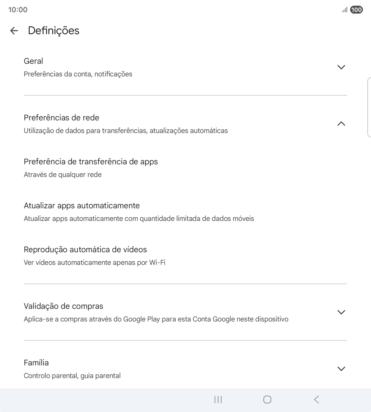 Prima Atualizar apps automaticamente.