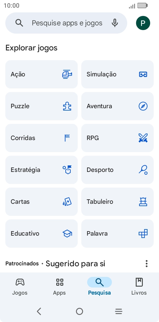 Prima a caixa de pesquisa.