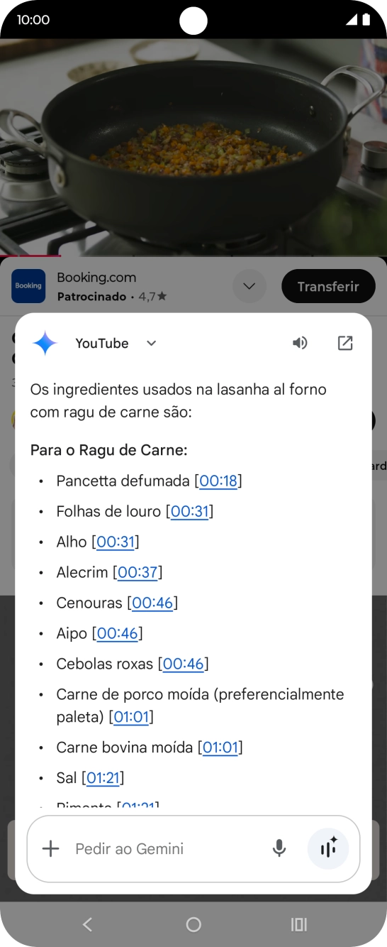 A resposta da Gemini à sua pergunta é agora mostrada no ecrã.