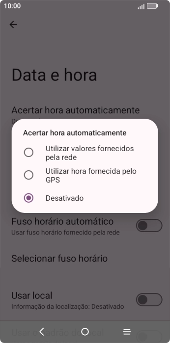Prima Utilizar valores fornecidos pela rede.