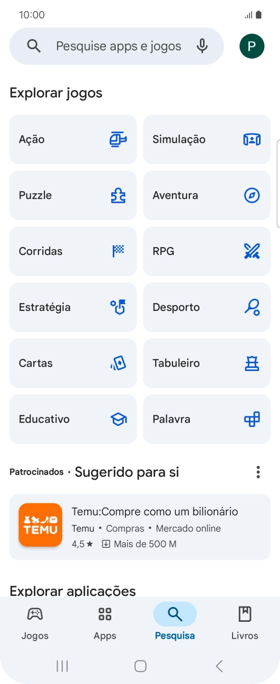 Prima a caixa de pesquisa.
