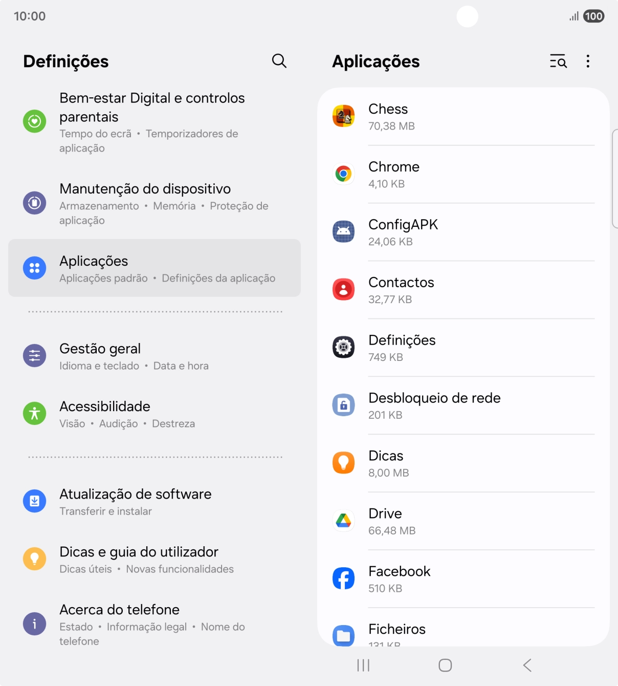 Prima a app pretendida.