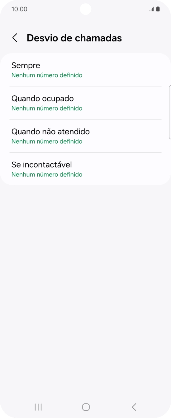 Prima o tipo de desvio pretendido.