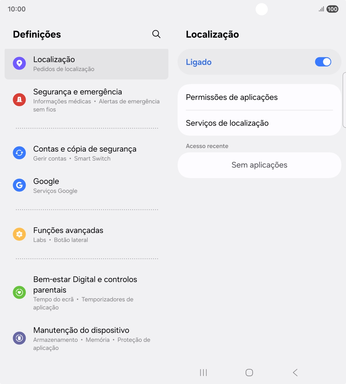 Prima Permissões de aplicações.