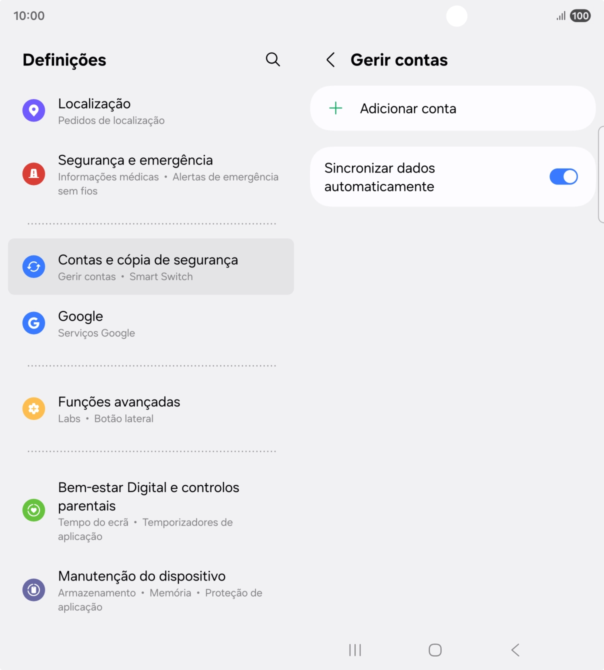 Prima Adicionar conta.