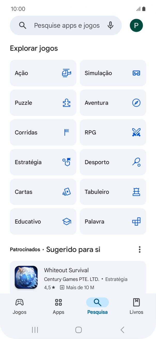 Prima a caixa de pesquisa.