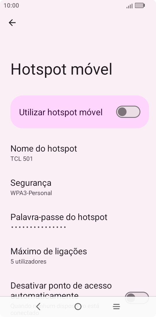 Prima Palavra-passe do hotspot.