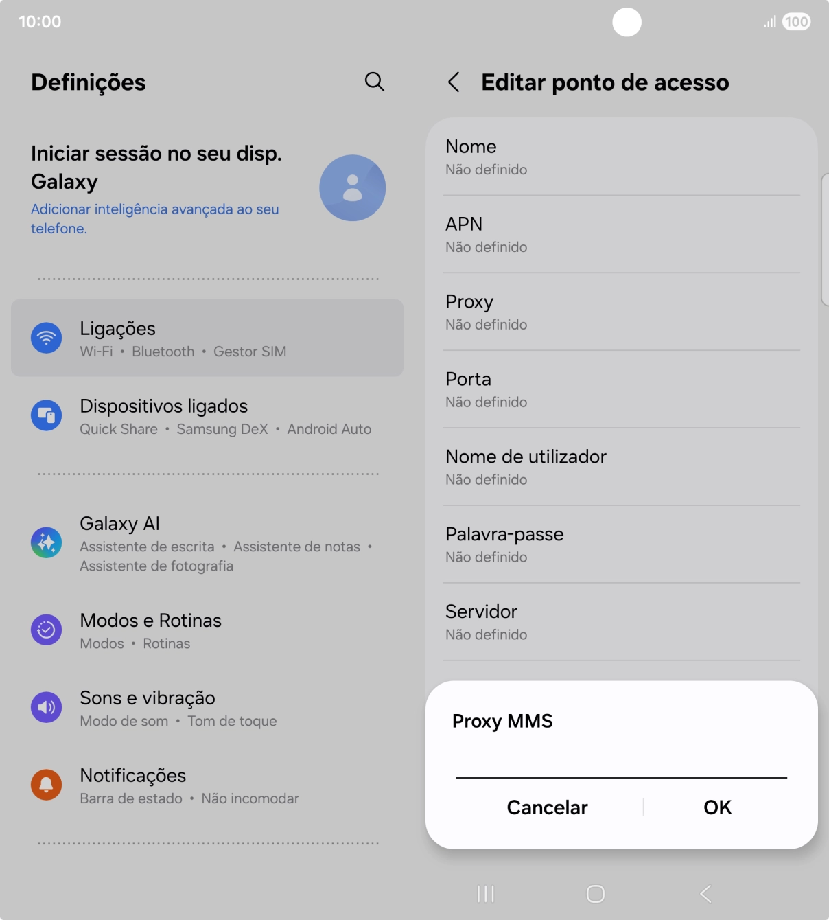 Introduza iproxy.vodafone.pt e prima OK.