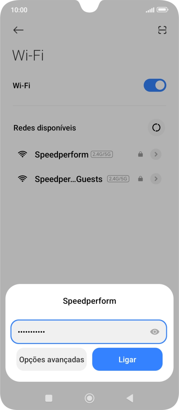 Introduza a password da rede Wi-Fi e prima Ligar.