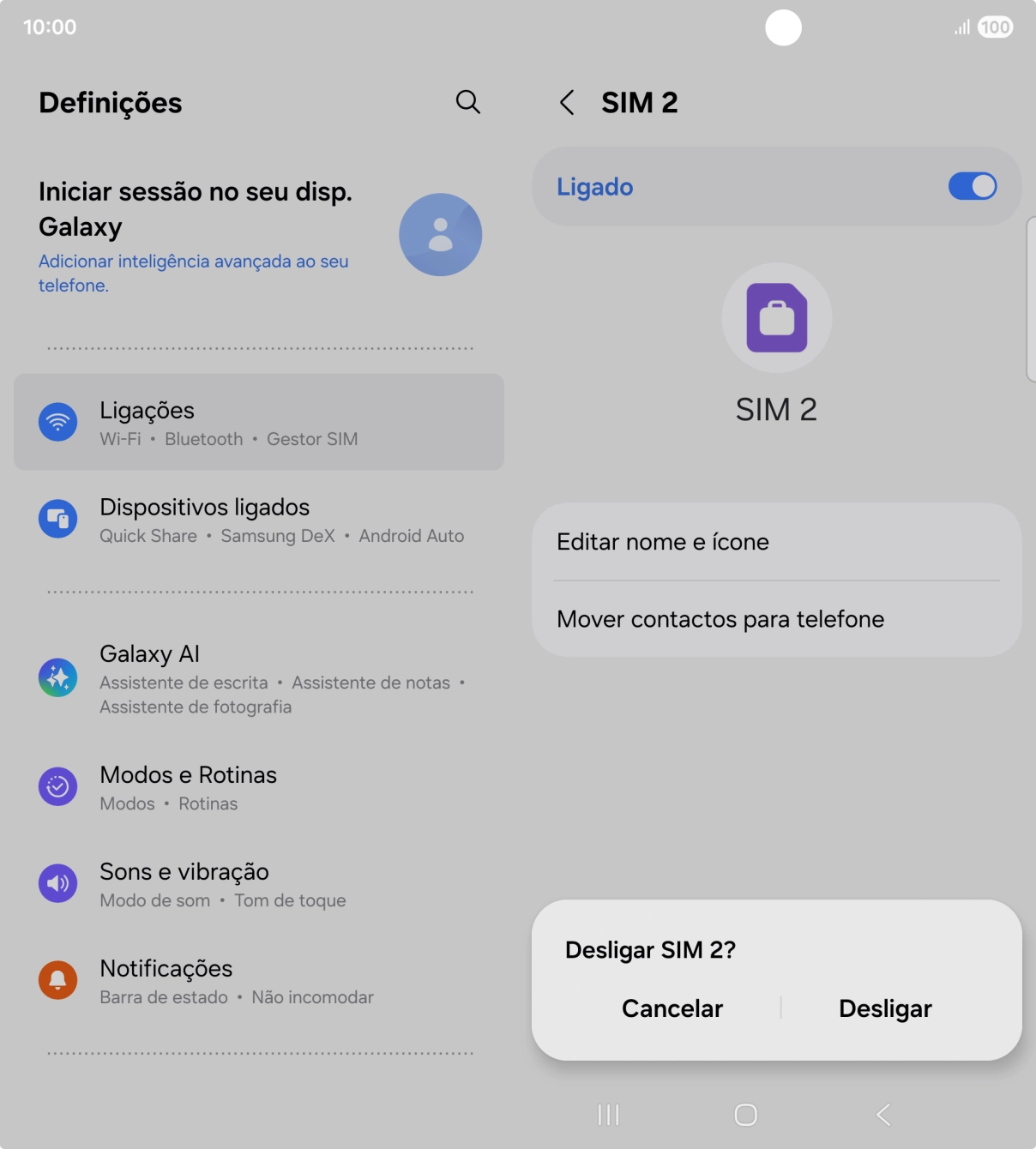 Se desativar a utilização do plano, deve premir Desligar.