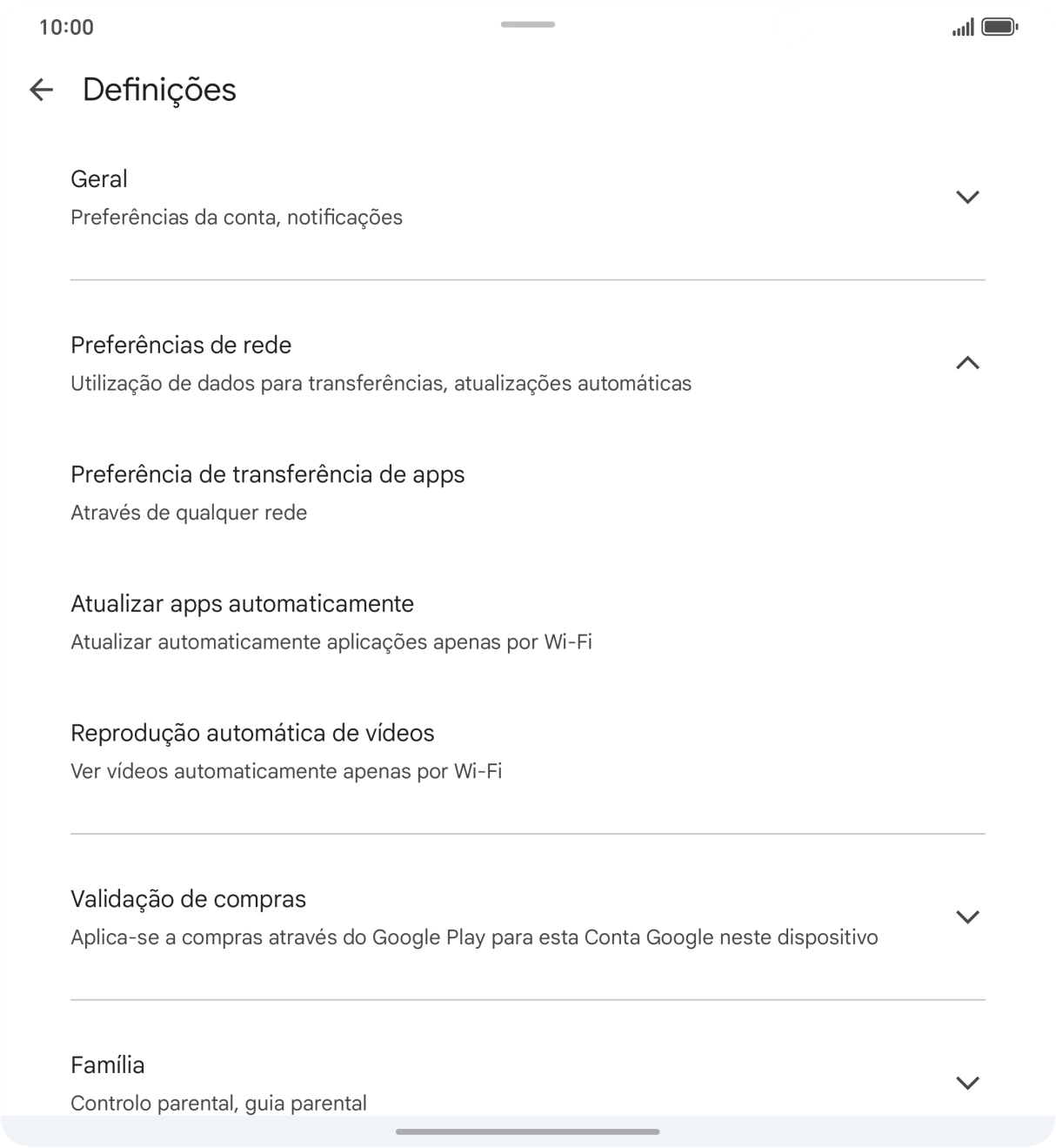 Prima Atualizar apps automaticamente.