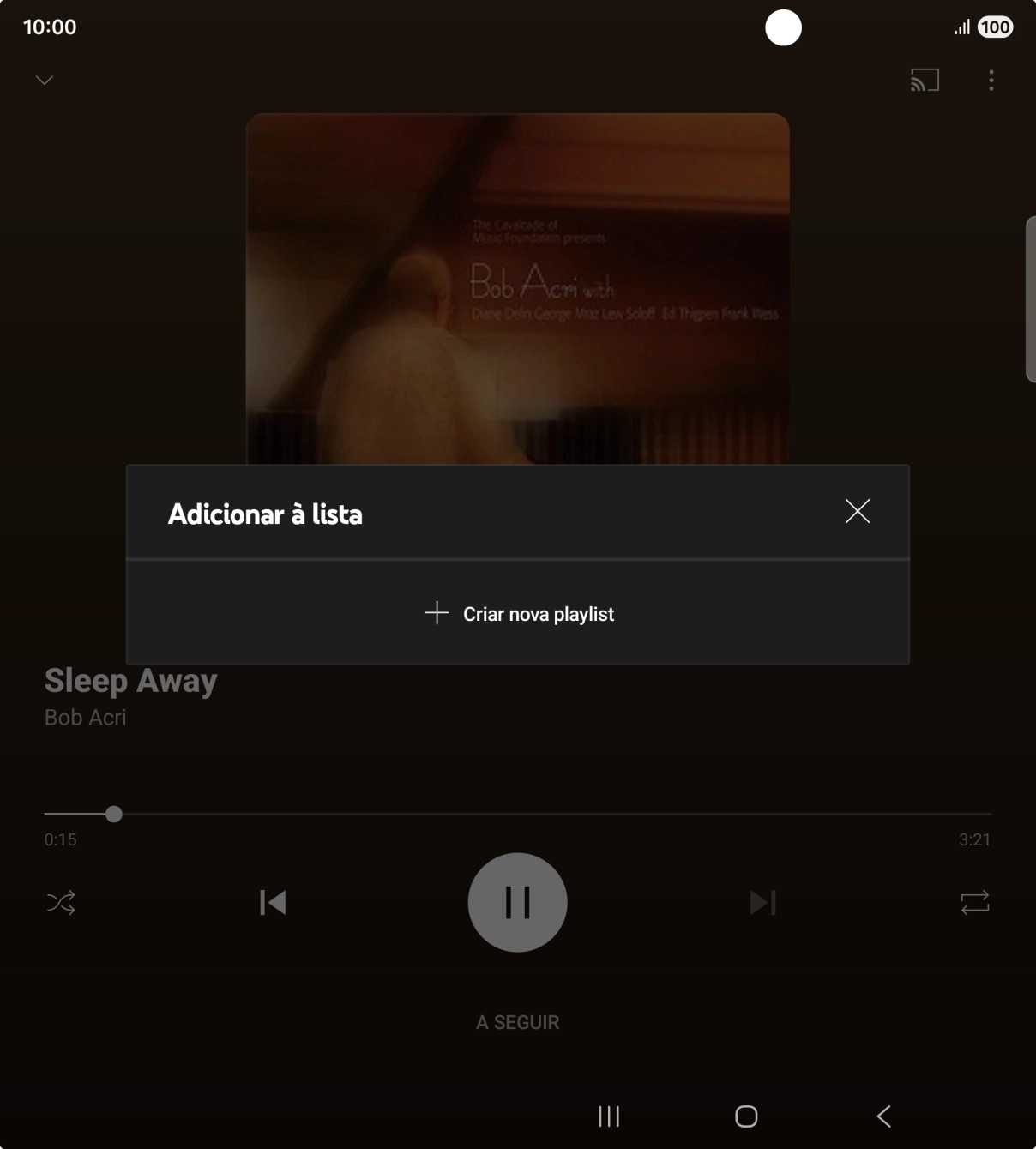 Prima Criar nova playlist.