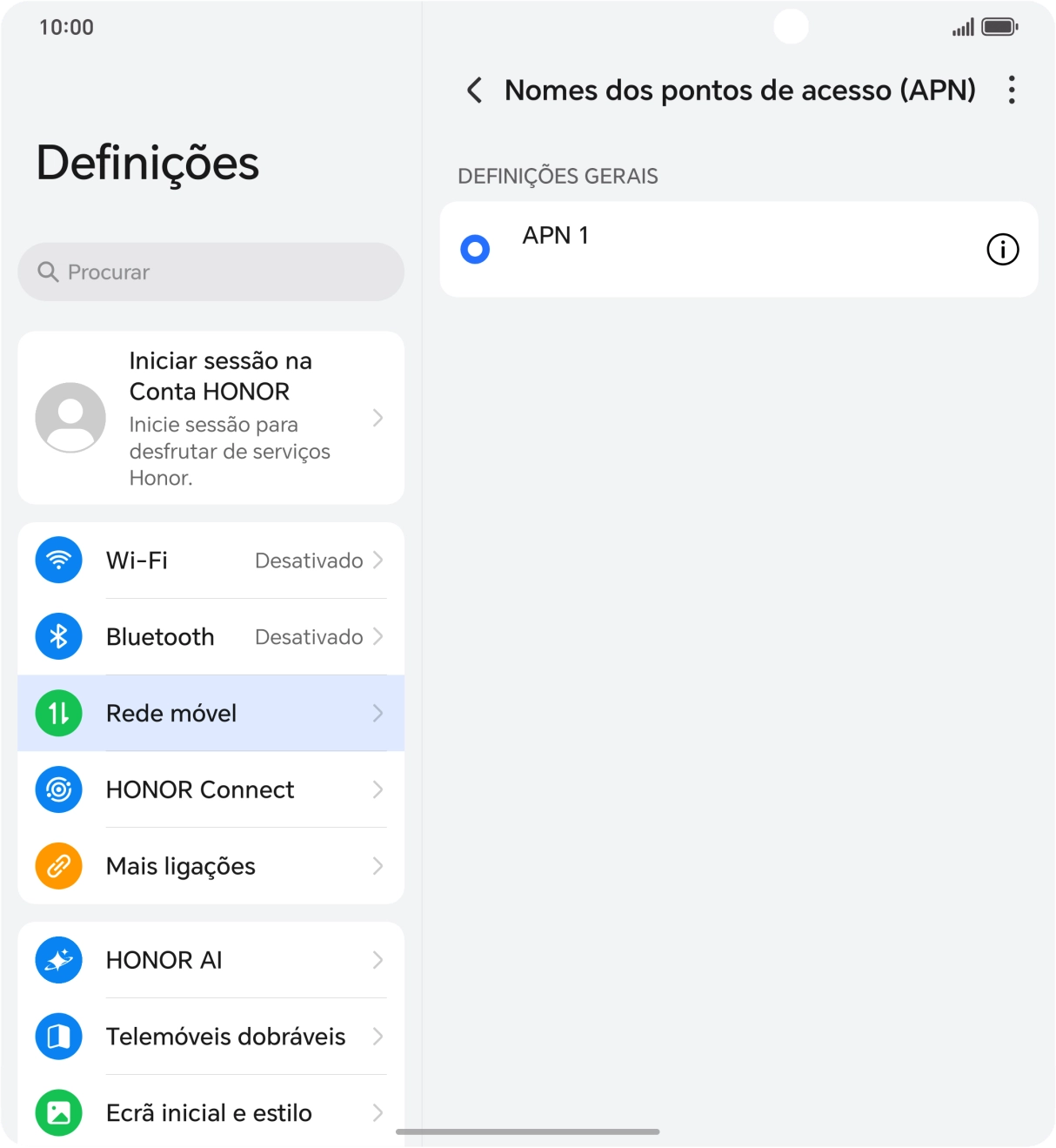 Prima o ícone de menu.