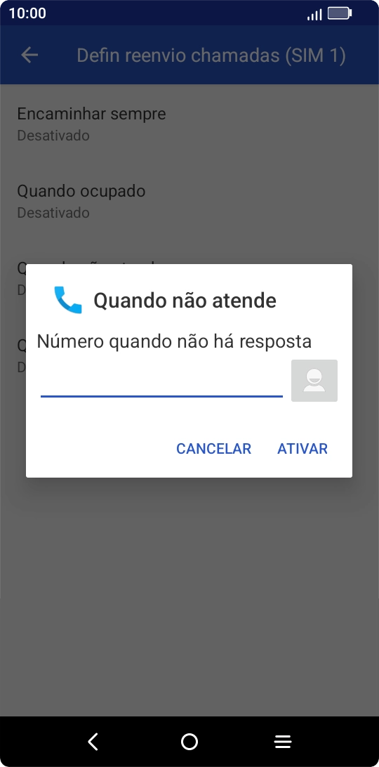 Introduza 123 e prima ATIVAR.