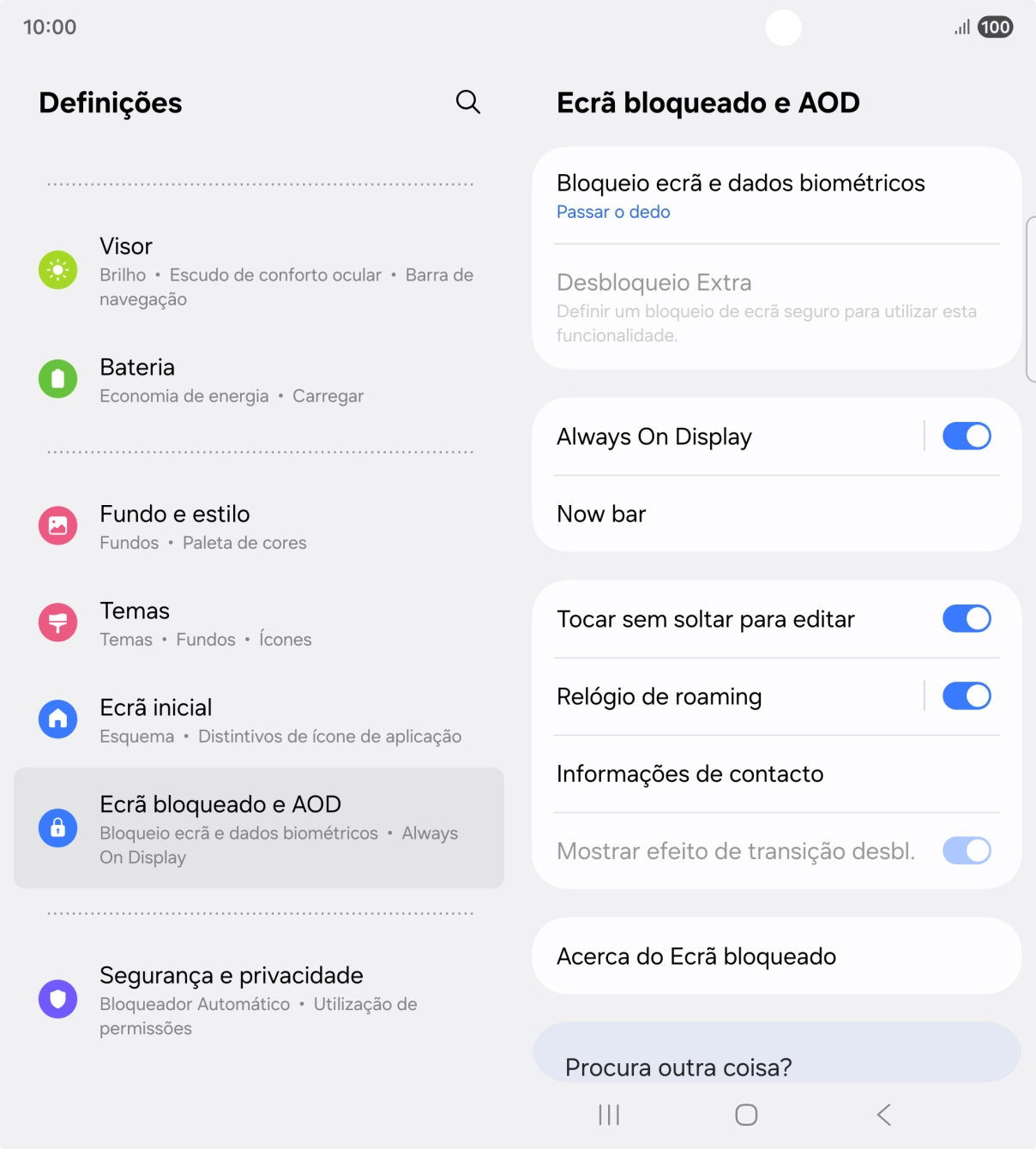 Prima Bloqueio ecrã e dados biométricos.