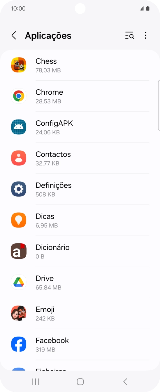 Prima a app pretendida.
