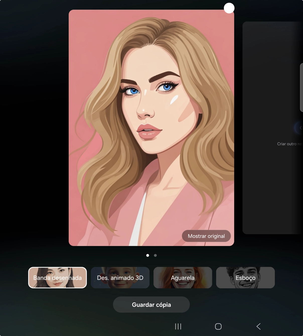 Prima Guardar cópia para guardar a sugestão de imagem gerada.