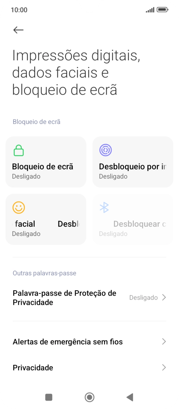 Prima Desbloqueio por impressão digital.