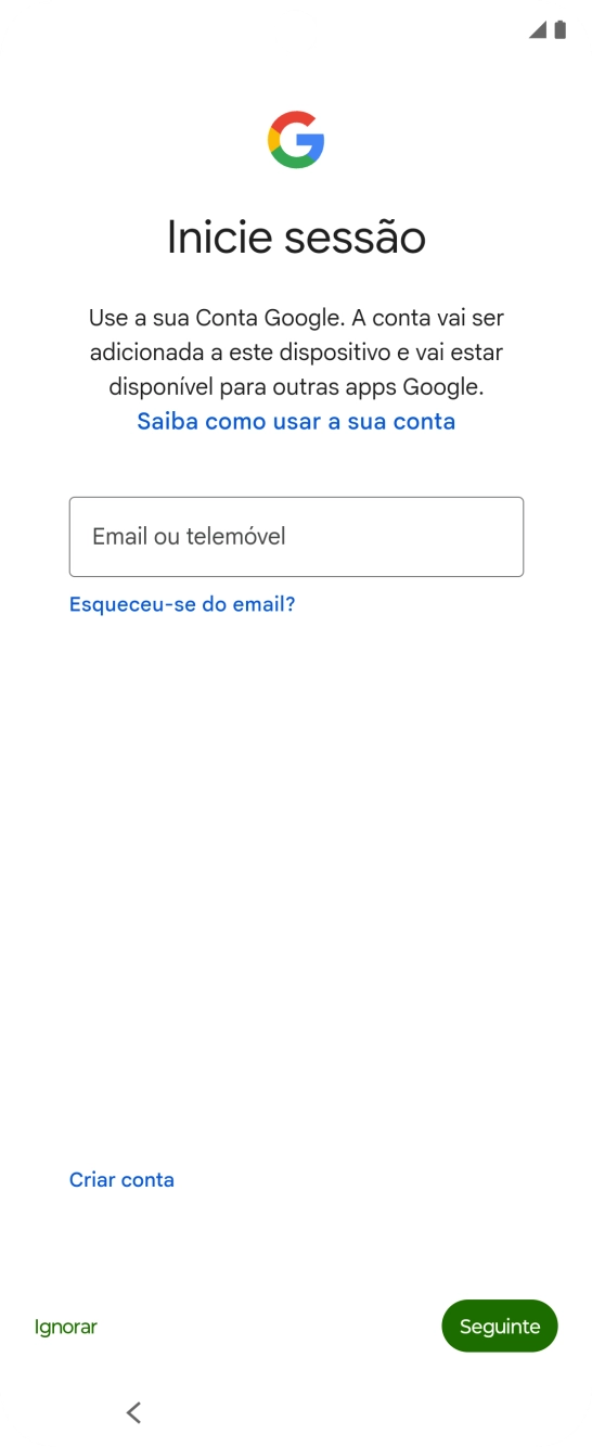 Siga as indicações no ecrã para terminar a ativação.