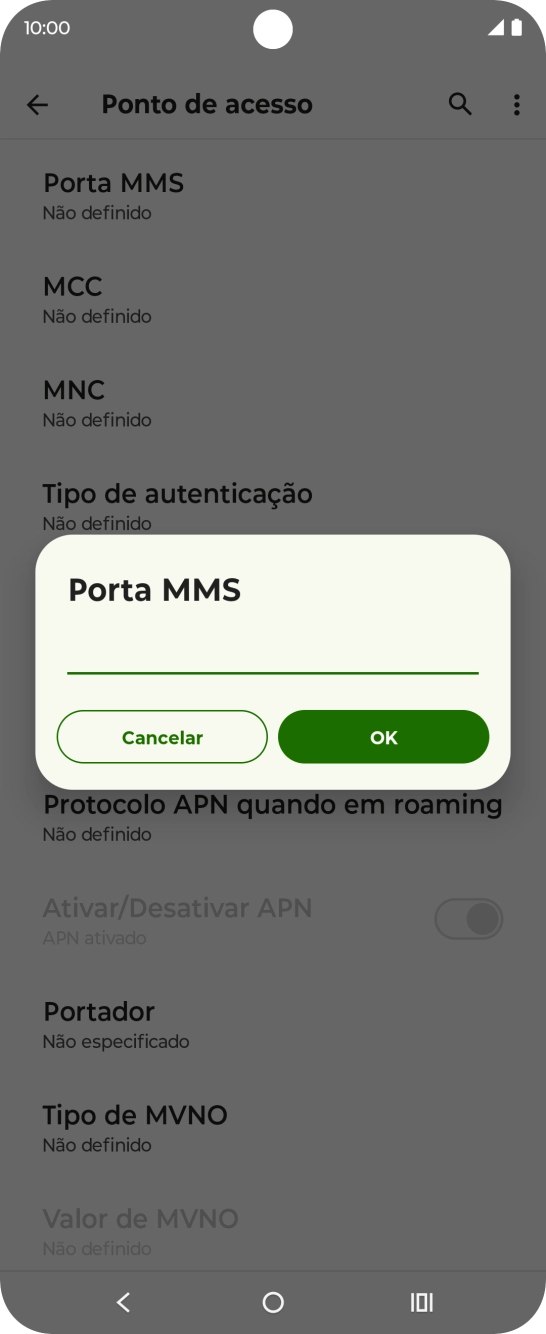 Introduza 80 e prima OK.