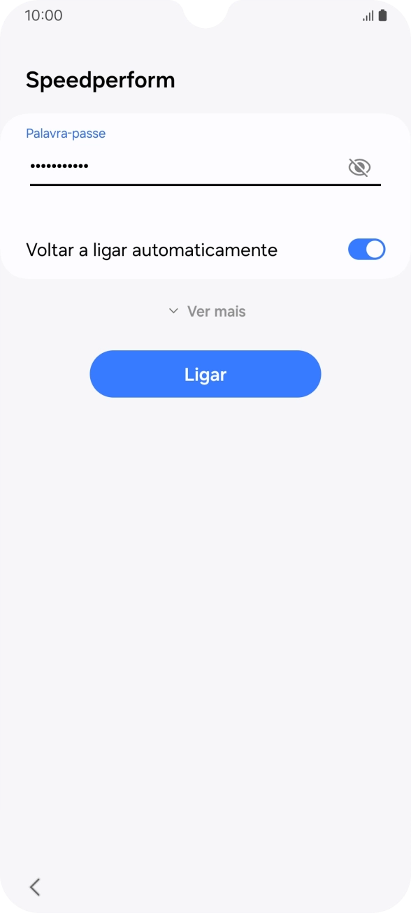 Introduza a password da rede Wi-Fi e prima Ligar.