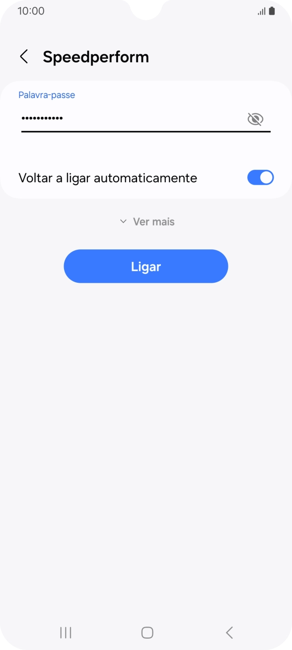 Introduza a password da rede Wi-Fi e prima Ligar.