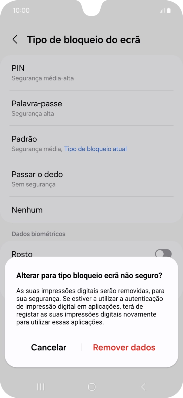 Prima Remover dados.