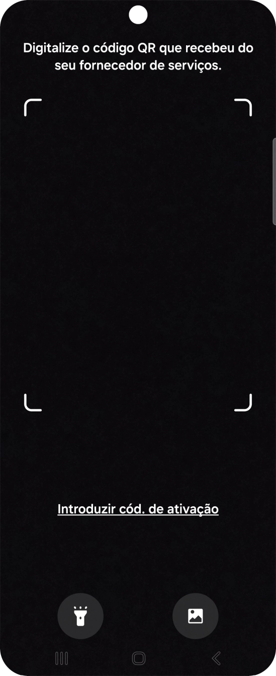 Para scanear o código QR enviado, enquadre-o na moldura da câmara do telefone.