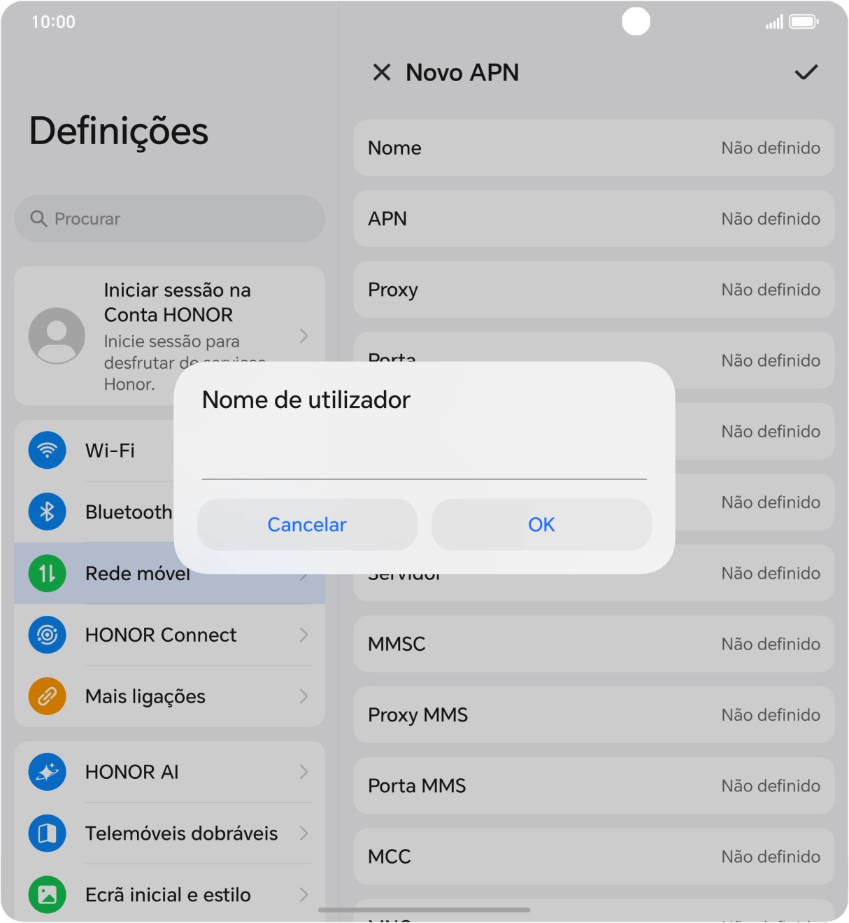 Introduza vodafone e prima OK.
