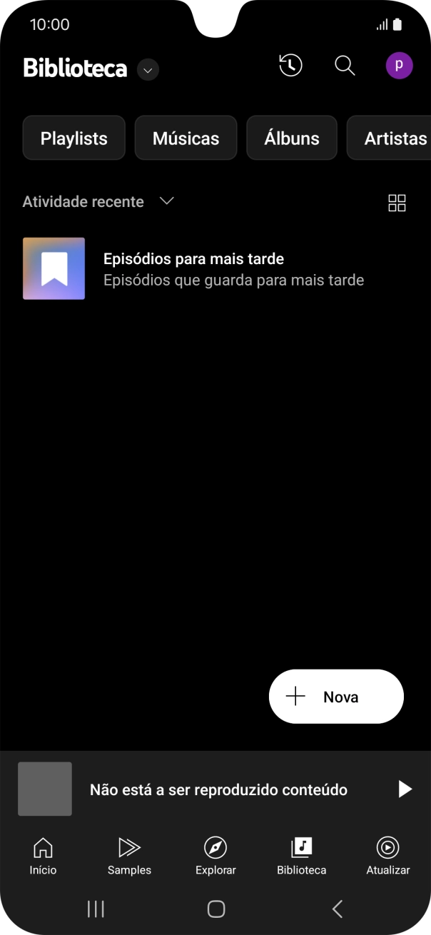 Prima a lista suspensa.
