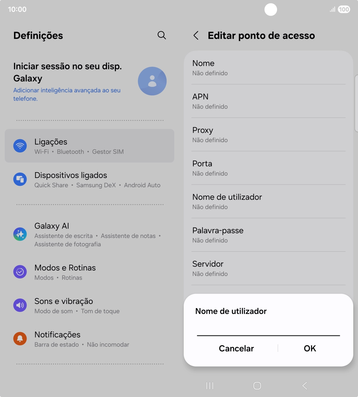 Introduza vodafone e prima OK.