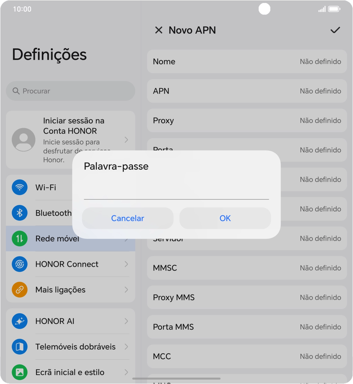 Introduza vodafone e prima OK.