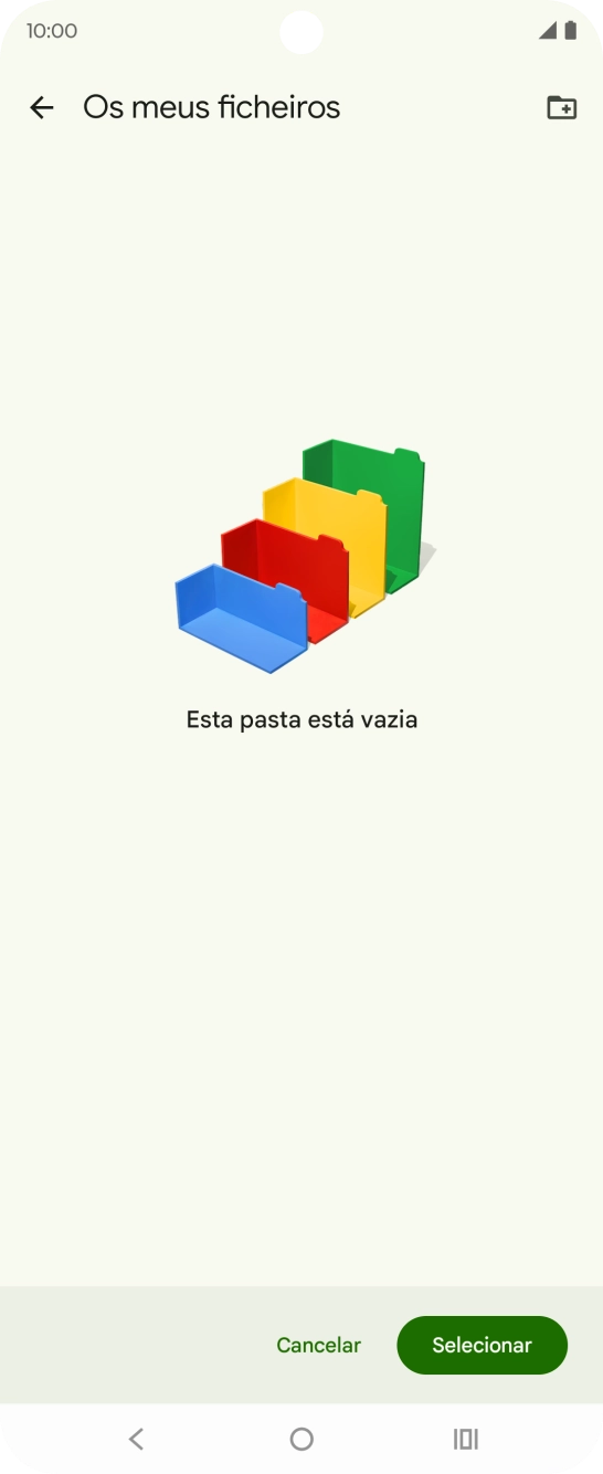 Se quiser criar uma nova pasta, prima o ícone de nova pasta e siga as indicações no ecrã para criar uma nova pasta.