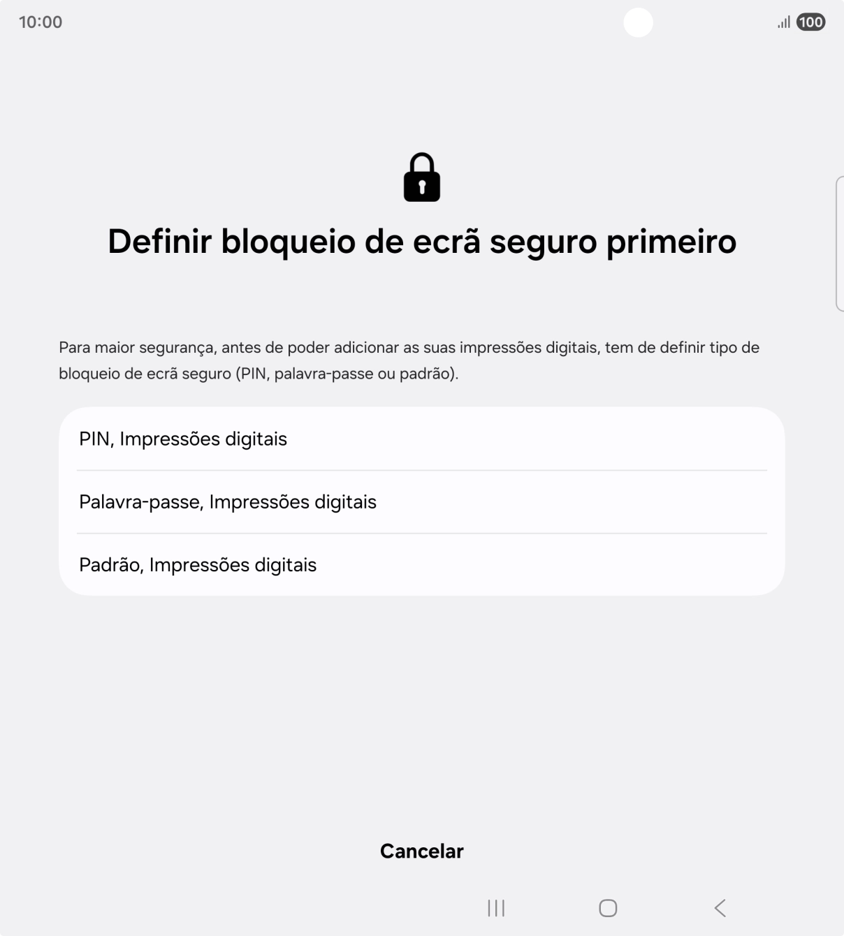 Prima o código de bloqueio do telefone pretendido e siga as indicações no ecrã para estabelecer um código de bloqueio adicional.