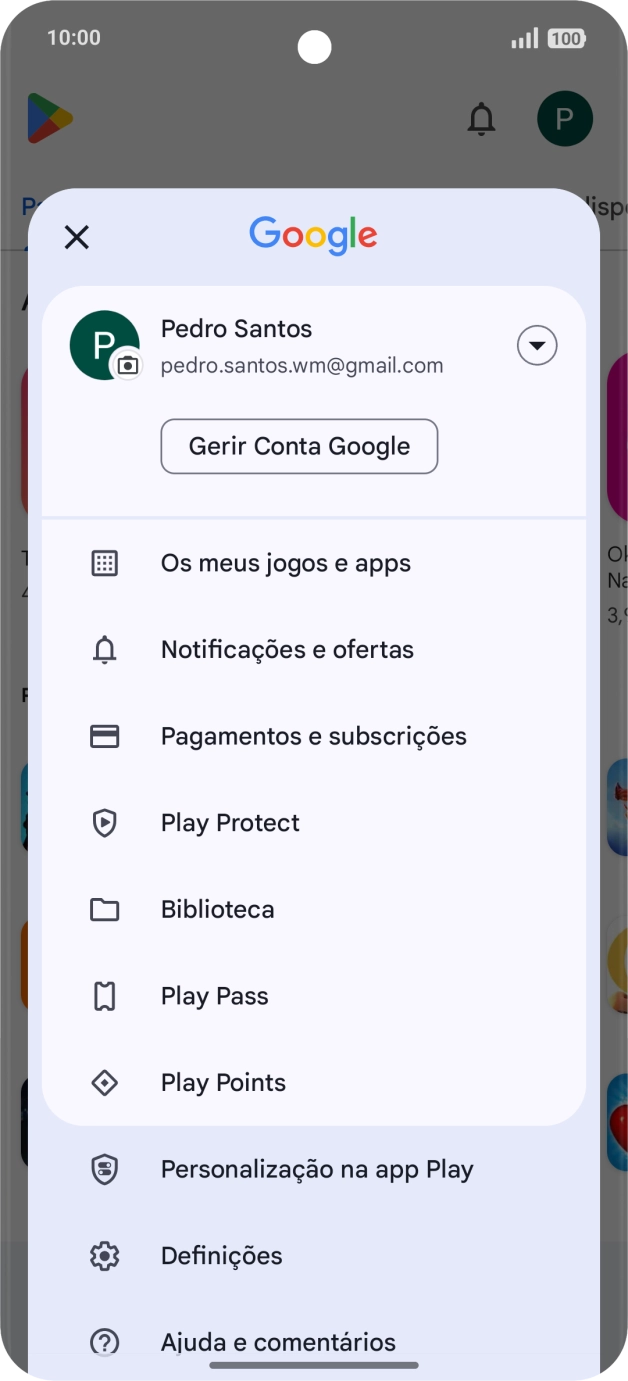 Prima Os meus jogos e apps.