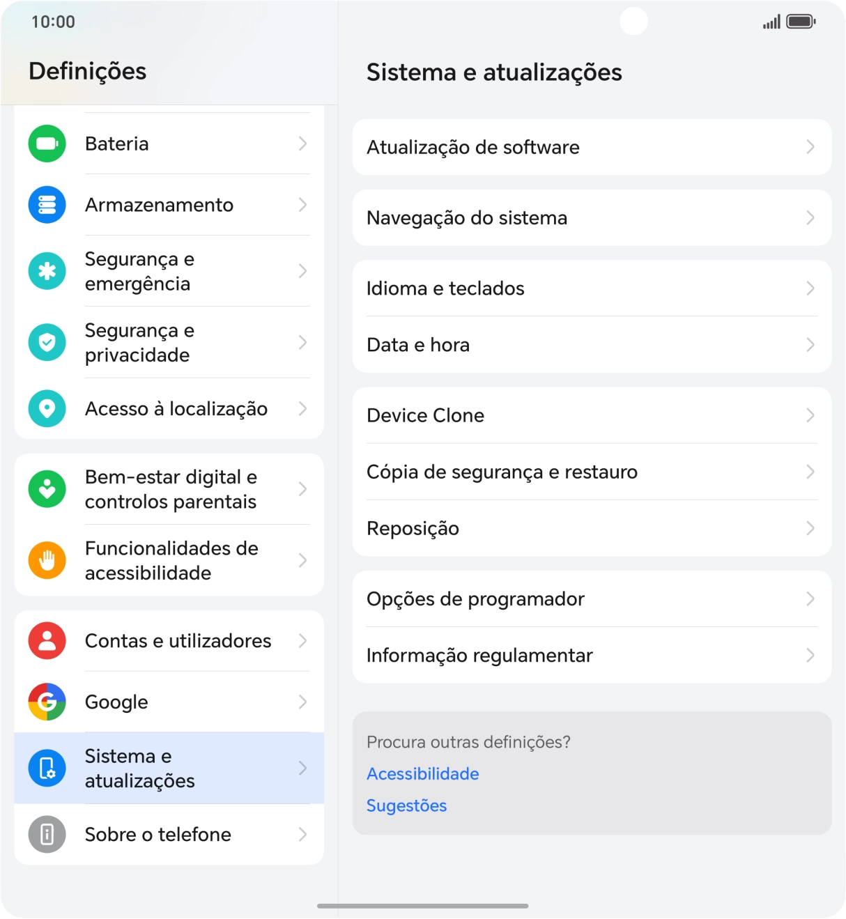 Prima Atualização de software. Se existir uma nova versão de software disponível, será agora indicado no ecrã. Siga as indicações no ecrã para atualizar o software do telefone.