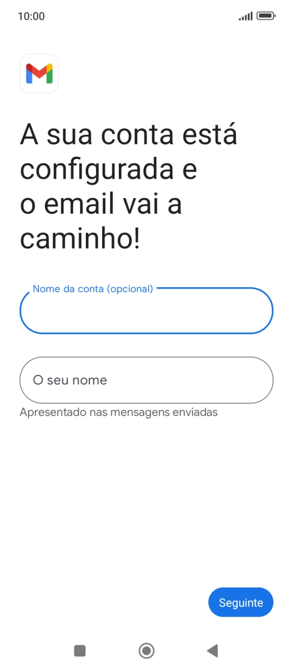 Prima O seu nome e introduza o nome do remetente pretendido.