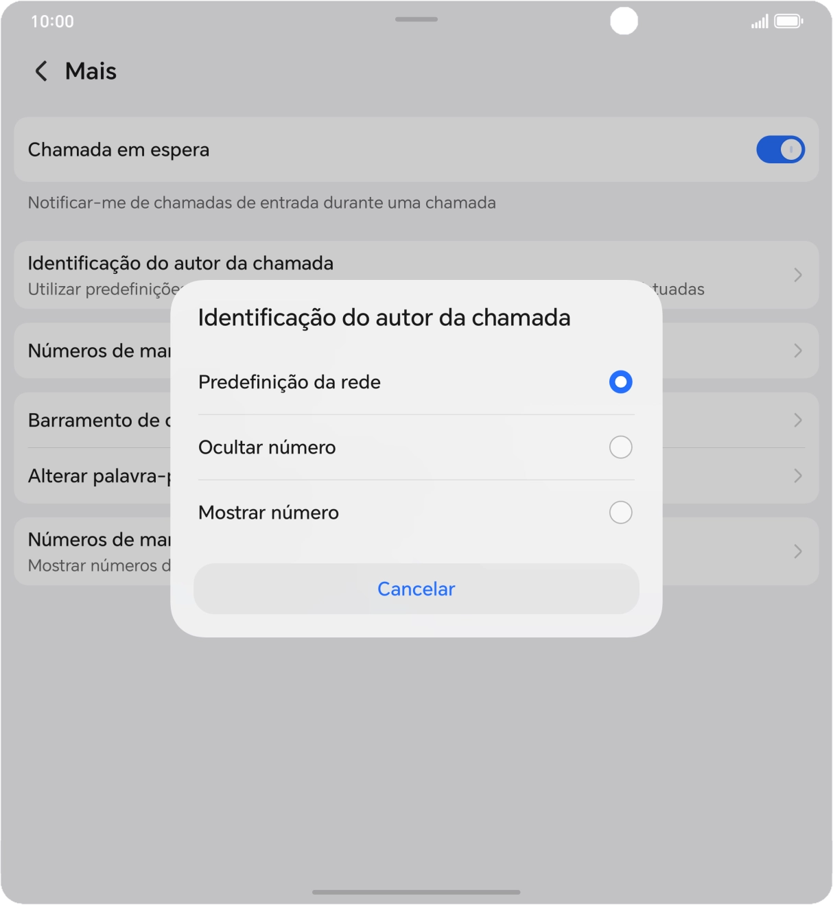 Prima Mostrar número para ativar a visualização do seu número.