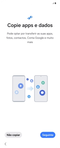 É possível transferir conteúdo de outro telefone quando o telefone for ativado antes da primeira utilização e quando o telefone tiver sido reiniciado. Quando esta imagem for mostrada no ecrã, o telefone está pronto para transferir conteúdo de outro telefone.
