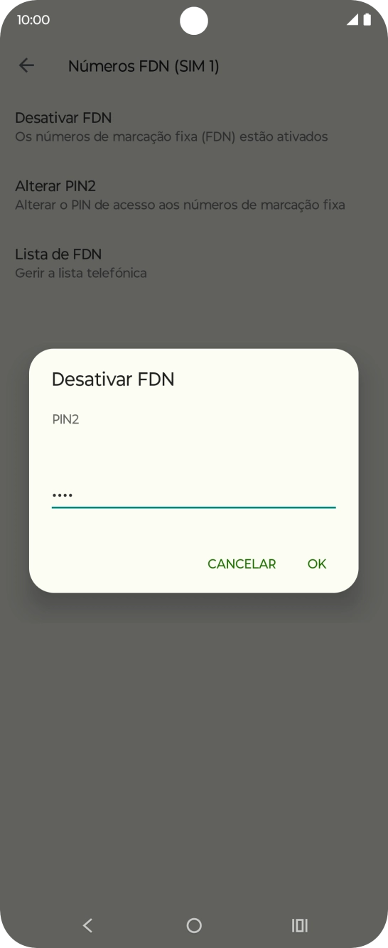 Introduza o código PIN2 e prima OK.