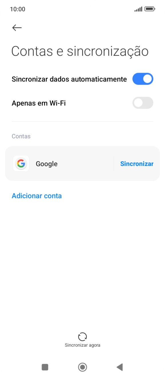 Prima Adicionar conta.