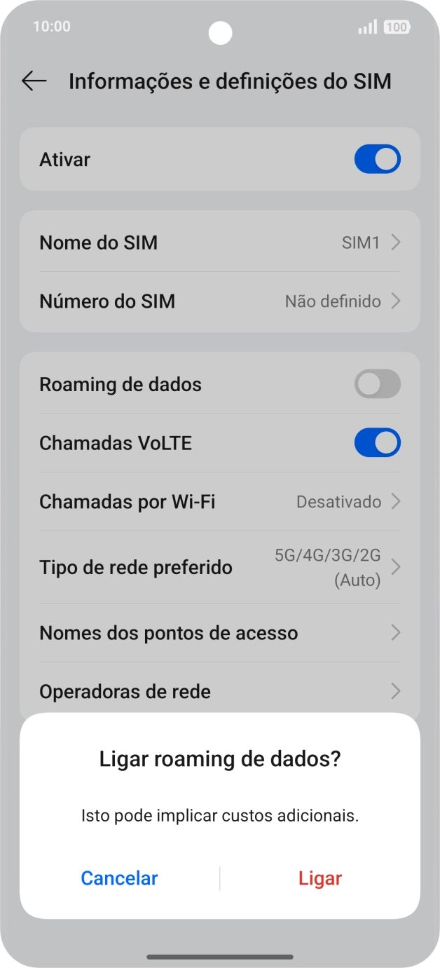 Se ativar a função, prima Ligar.