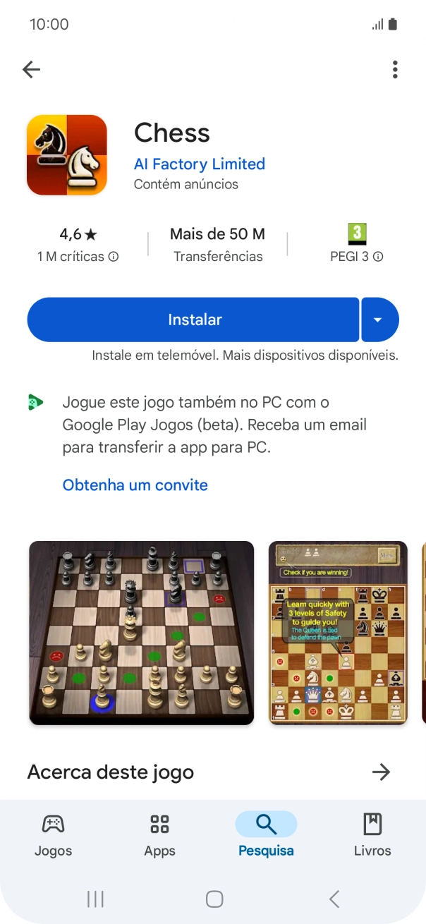 Prima Instalar e siga as indicações no ecrã para instalar a app.